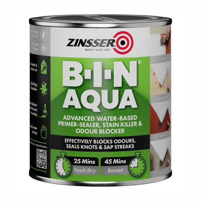 1 Litre Zinsser B-I-N Aqua Water Based Primer Sealer and Stain Blocker