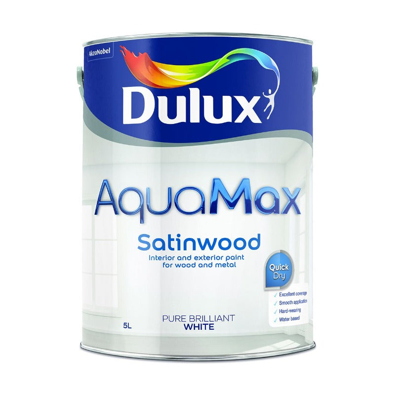 5 litre Dulux AquaMax White Water Based Satinwood