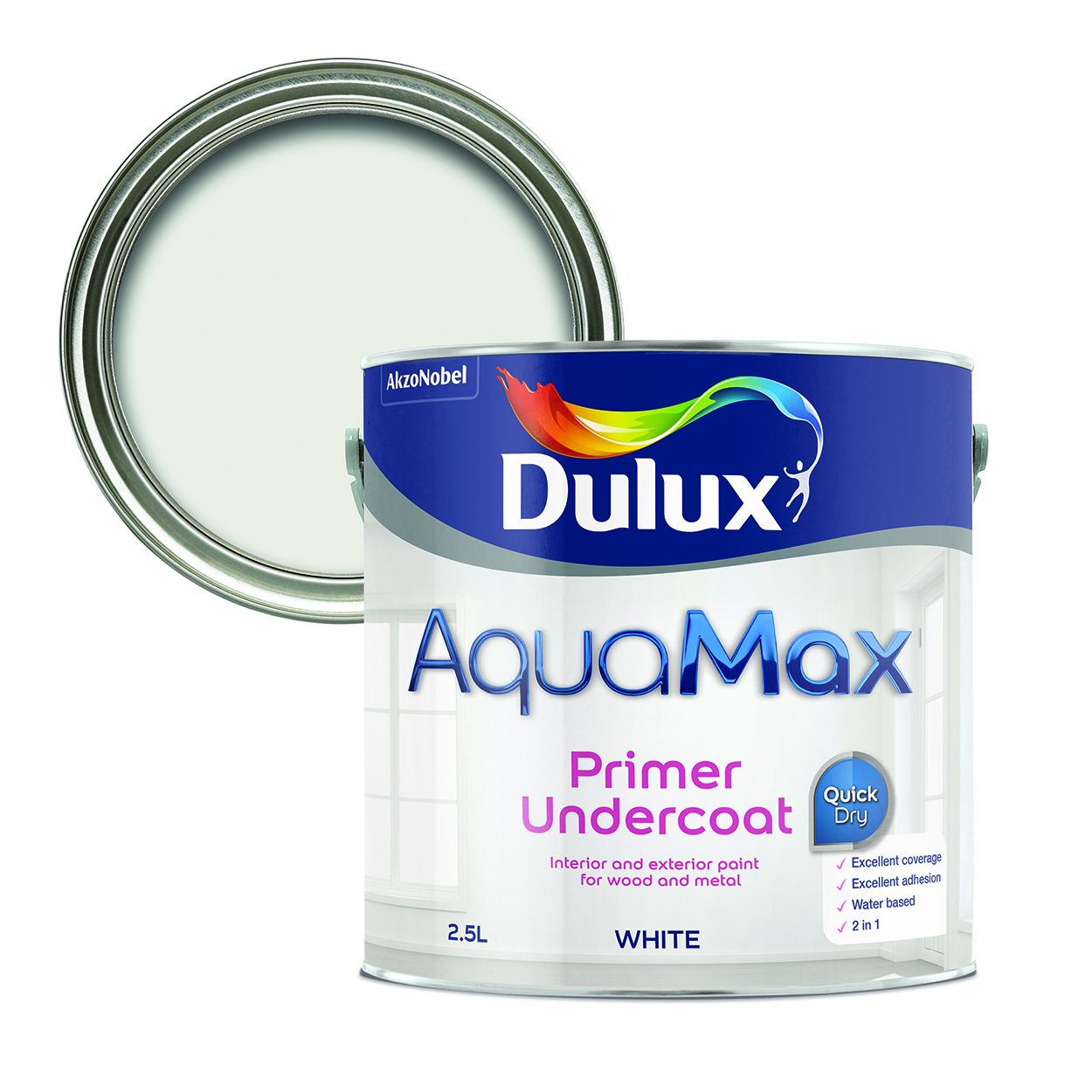2.5 litre Dulux AquaMax White Water Based Primer Undercoat