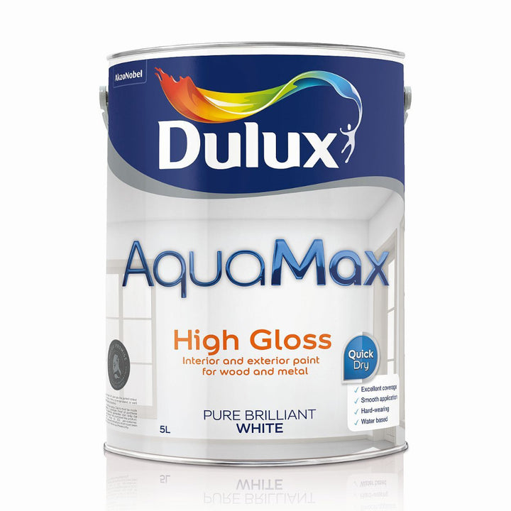 5 Litre Dulux Aquamax High Gloss Pure Brilliant White