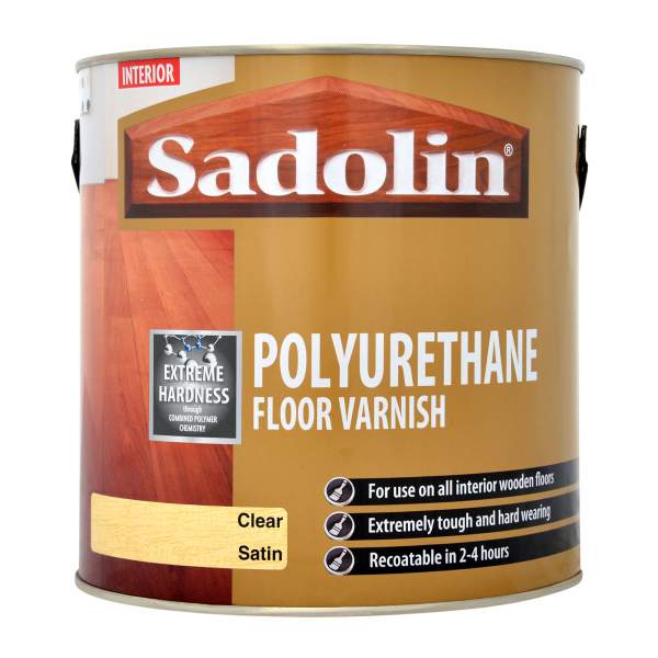 2.5 Litre Sadolin Polyurethane Clear Satin Floor Varnish