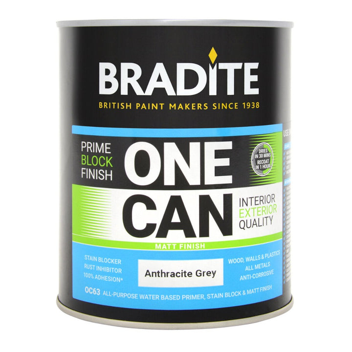Anthracite Grey RAL 7016 Bradite Matt All Surface Paint 1 litre