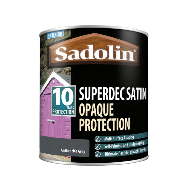 1 Litre Sadolin Superdec Anthracite Grey Satin Wood Paint