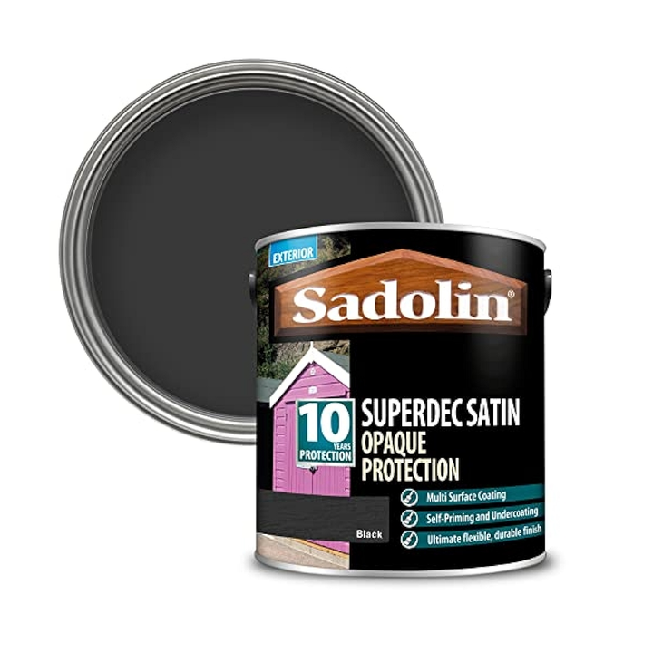 2.5 Litre Sadolin Superdec Black Satin Opaque Wood Paint
