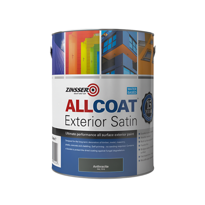 Anthracite Grey RAL 7016 Zinsser AllCoat Exterior Satin 5 Litre