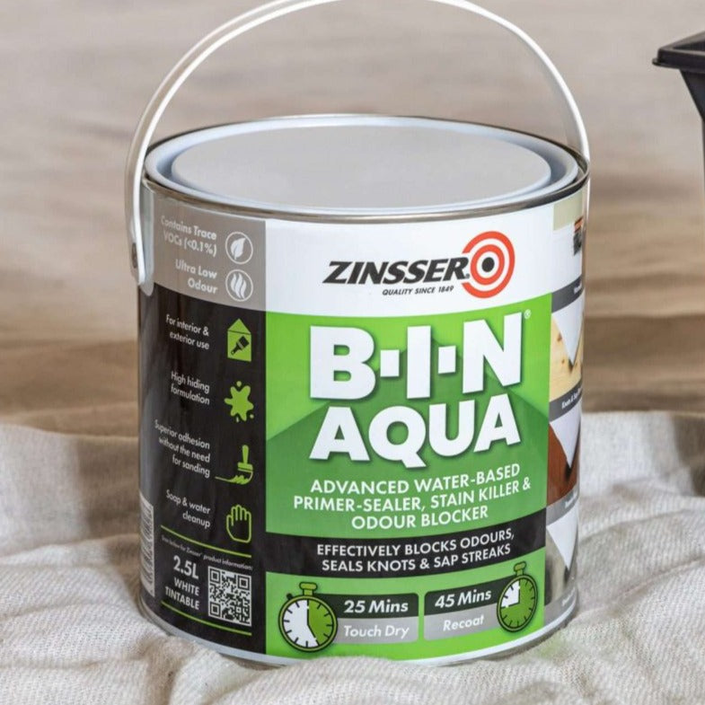 2.5 Litre Zinsser B-I-N Aqua Water Based Primer Sealer and Stain Blocker