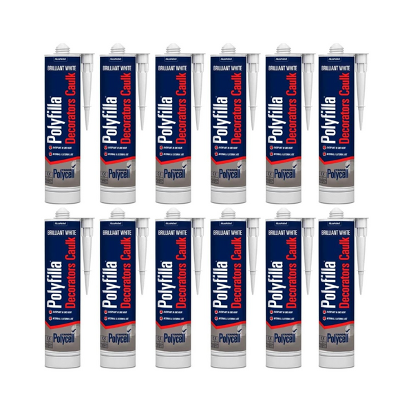 Box of 12 Polycell Polyfilla Decorators White Caulk 380ml