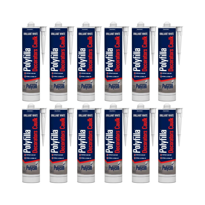 Box of 12 Polycell Polyfilla Decorators White Caulk 380ml