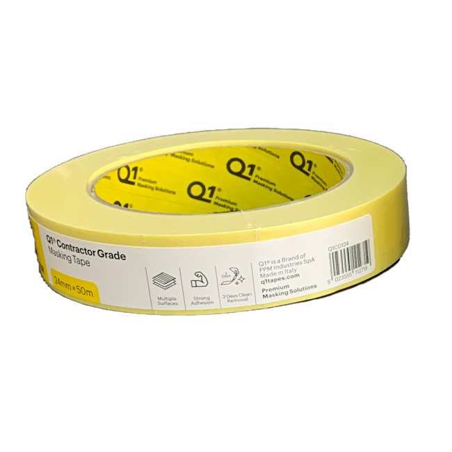 Q1 Contractor Grade 1 inch Masking Tape 24mm x 50 m