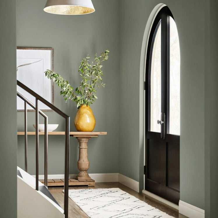 Evergreen Fog SW 9130 - Sherwin Williams Green Hallway Paint Colour