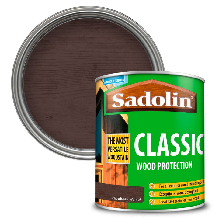 1 Litre Sadolin Classic All Purpose Woodstain Jacobean Walnut