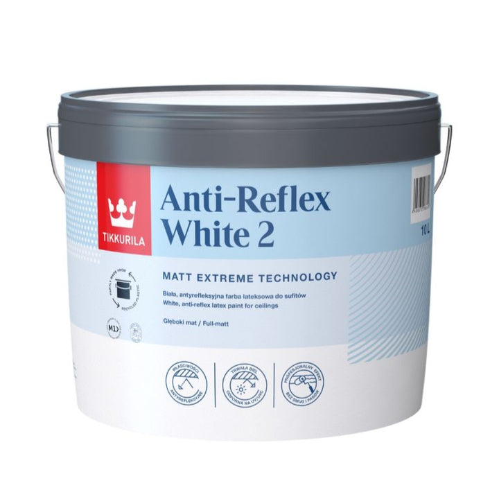 10 Litre Tikkurila Anti Reflex 2 White Ceiling Paint