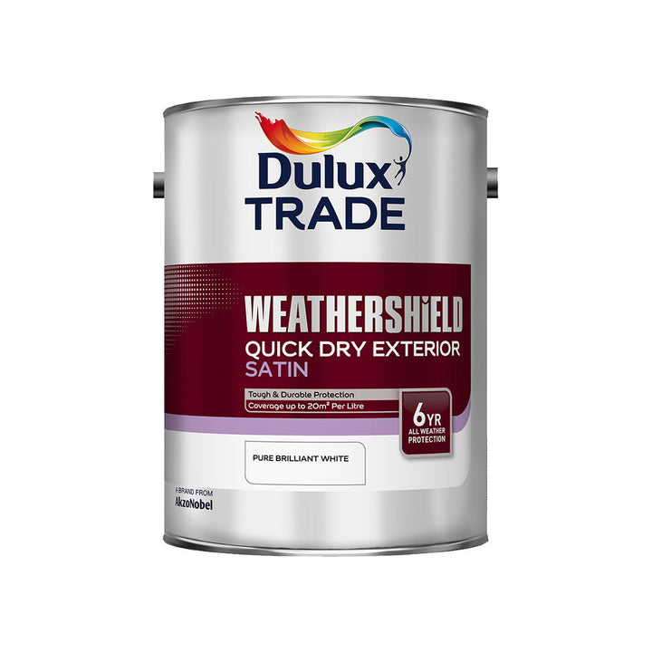 5 Litre Dulux Trade Weather Shield Quick Dry Exterior Satin White
