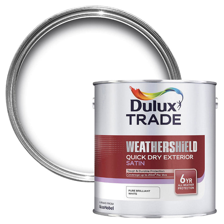 2.5L Dulux Trade Weather Shield Quick Dry Exterior Satin White