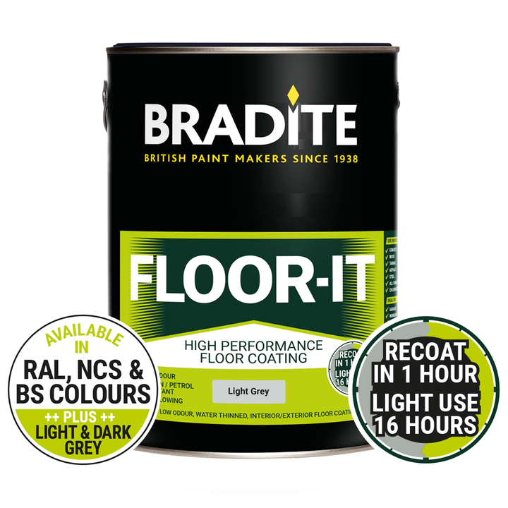 5 Litre Bradite Floor It DP9 Light Grey Floor Paint