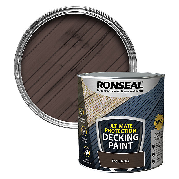 2.5 Litre English Oak Ronseal Ultimate Protection Decking Paint