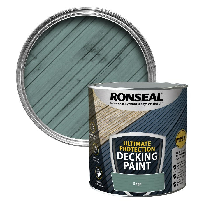 2.5L 5 Litre Sage Ronseal Ultimate Protection Decking Paint