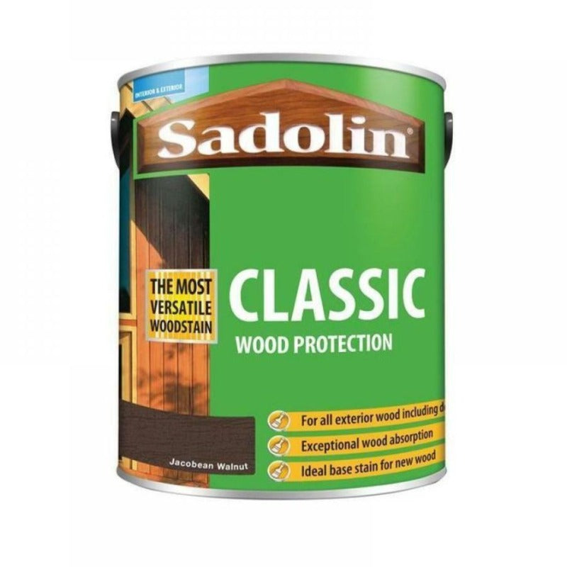 5 Litre Sadolin Classic All Purpose Woodstain Jacobean Walnut