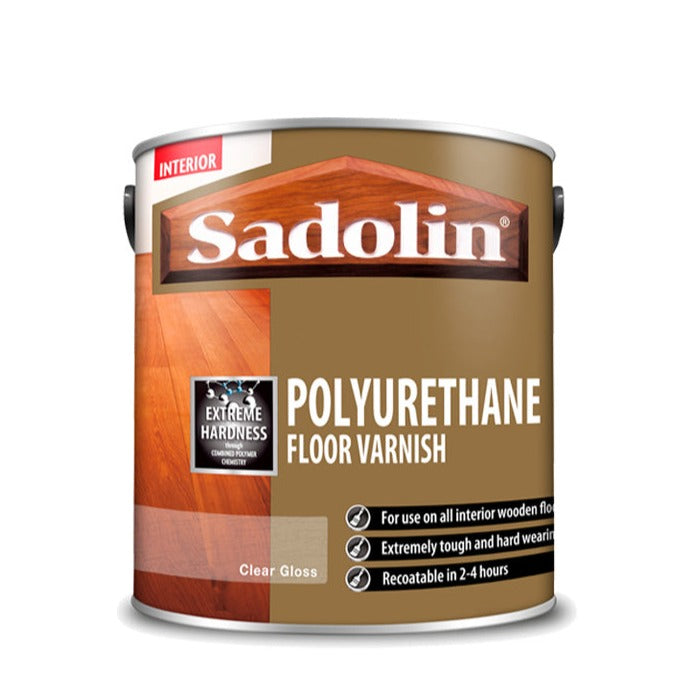 2.5 Litre Sadolin Polyurethane Clear Gloss Floor Varnish