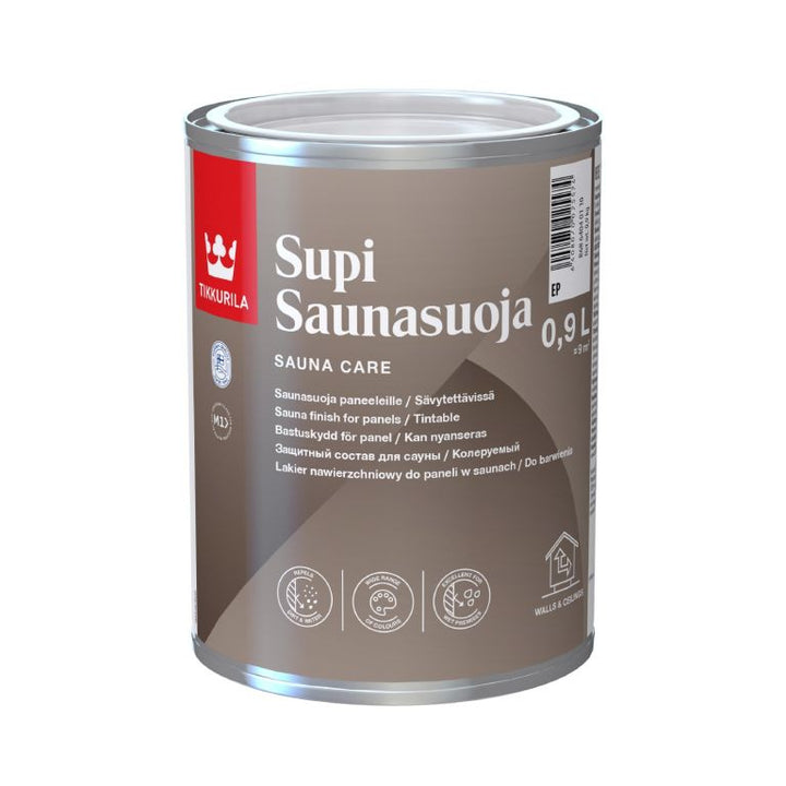 0.9L Tikkurila Supi Sauna White Wash Wood Stain for Walls & Ceilings