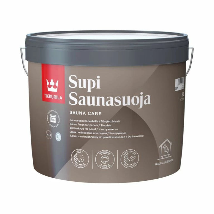 9L Tikkurila Supi Sauna White Wash Wood Stain for Walls & Ceilings