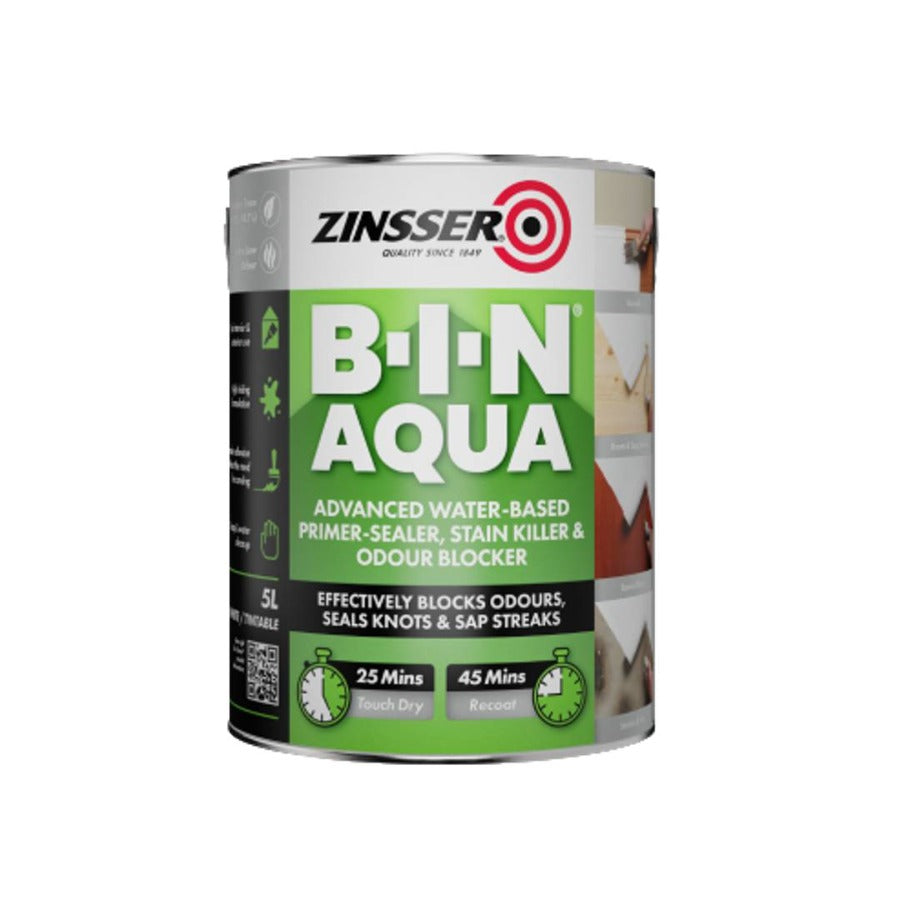 5 Litre Zinsser B-I-N Aqua Water Based Primer Sealer and Stain Blocker