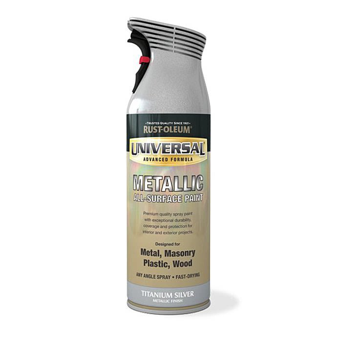 Rust-Oleum Universal All Surface Spray Paint - Titanium Silver. Buy silver spray paint online. 