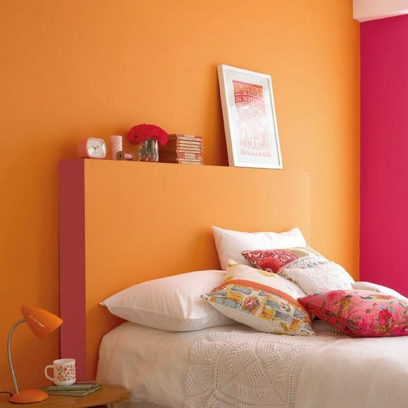 Little Greene Leather No. 191 is a hot pink paint colour. Pink bedroom paint colour. Buy Little Greene paint online.