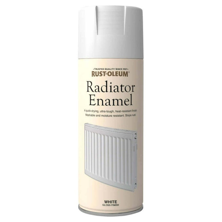 Rust-Oleum Radiator Spray Paint provides a beautiful enamel white gloss finish. An ultra-tough, heat-resistant enamel finish for radiators. Buy spray paint online.
