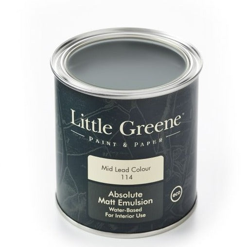 Little Greene Mid Lead Colour No. 114 250ml sample pot. Order Little Greene paint online. 