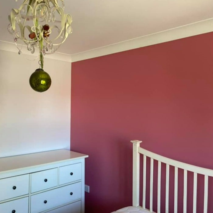 Little Greene Carmine No. 189 is a dusky pink paint colour. Pink bedroom paint colour. Buy Little Greene paint online.