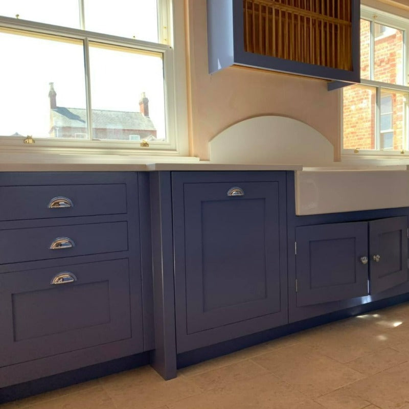 Little Greene Pale Lupin No. 278 is a beautiful blue paint colour with lavender undertones. Blue kitchen paint colour. Buy Little Greene paint online.
