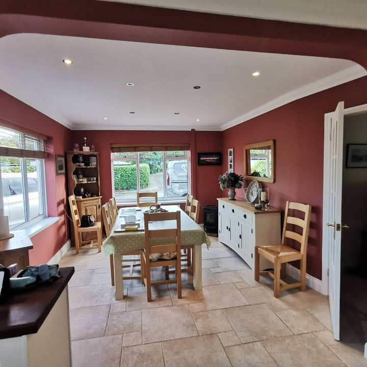 Little Greene Tuscan Red No. 140 is a deep red paint colour. Tuscan Red kitchen dining room paint colour. Buy Little Greene paint online.