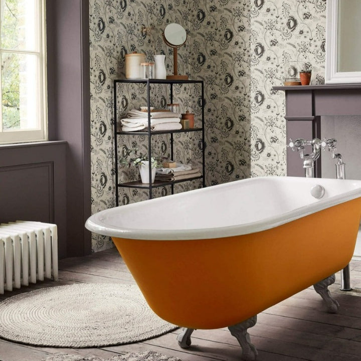 Little Greene Marigold No. 209 is a bright orange paint colour. Orange bath paint colour. Buy Little Greene Marigold paint online.