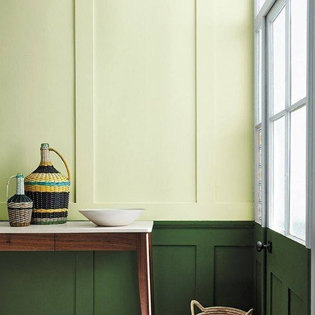 Little Greene Acorn No. 87 is a fresh and bright pale green paint colour. Acorn 87 hallway paint colour. Order Little Greene paint online in Ireland.