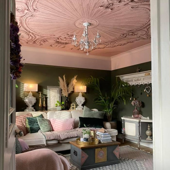 Little Greene Invisible Green No. 56 is a dark green paint colour. Green living room paint colour. Buy Little Greene paint online.