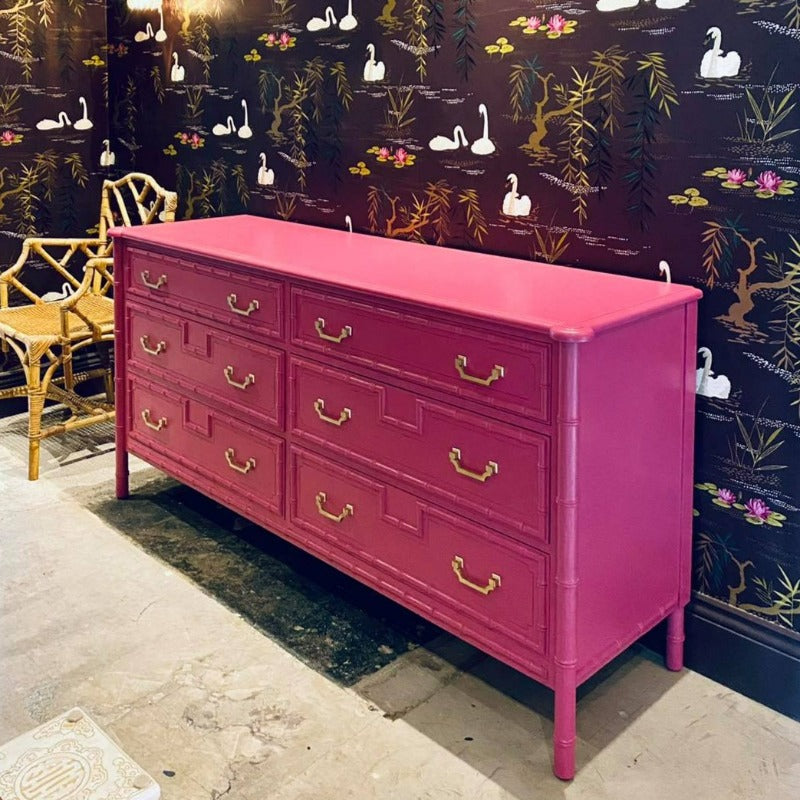 Little Greene Mischief 13 is a hot pink paint colour. Mischief pink furniture paint colour. Buy Little Greene paint online.