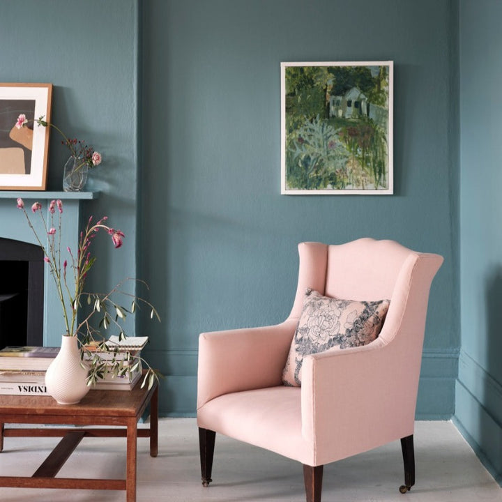 Berrington Blue Farrow & Ball living room paint colour from Paint Online