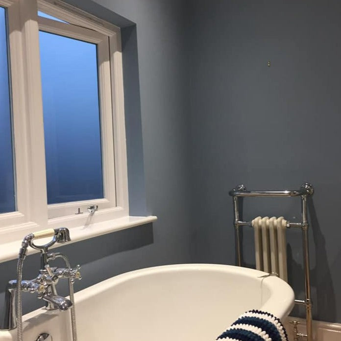 Little Greene Grey Stone No. 276 is a beautiful blue paint colour. Grey Stone 276 blue bathroom paint colour. Buy Little Greene paint online.