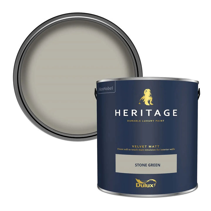 2.5L Velvet Matt Stone Green - Dulux Heritage Paint Colour.