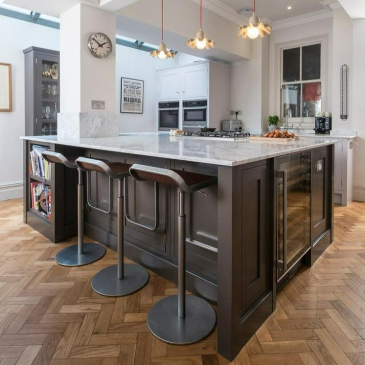 Little Greene Attic II 144 is a rich brown kitchen island paint colour. Buy Little Greene paint online.