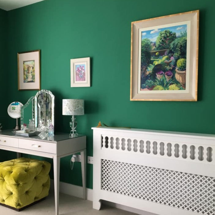 Verdigris Green Farrow & Ball bedroom paint colour from Paint Online
