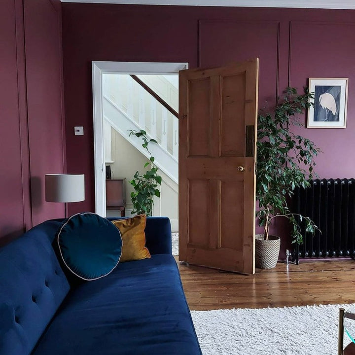 Little Greene Adventurer No. 7 is a deep red plum paint colour. Adventurer 7 living room paint colour. Order Little Greene paint online in Ireland. 