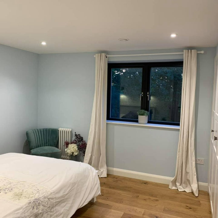 Little Greene Delicate Blue No. 248 is a beautiful light blue paint colour. Pale blue bedroom paint colour. Buy Little Greene paint online.