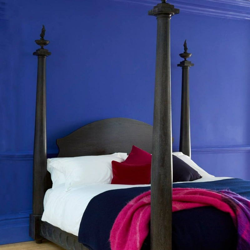 Little Greene Mambo No. 112 is a signature shade of purple. Purple Blue bedroom paint colour. Buy Little Greene paint online.