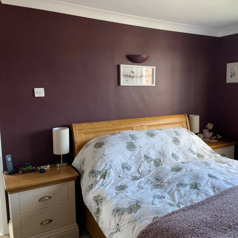 Brinjal by Farrow & Ball. Purple bedroom paint colour from Paint Online
