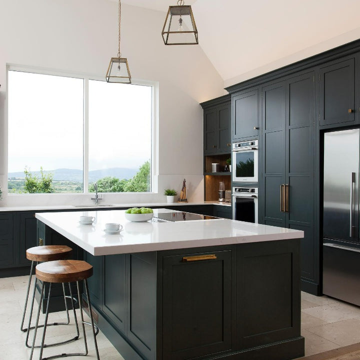 Little Greene Obsidian Green No. 216 is a dark green paint colour. Dark green kitchen cabinet presses paint colour. Buy Little Greene paint online.