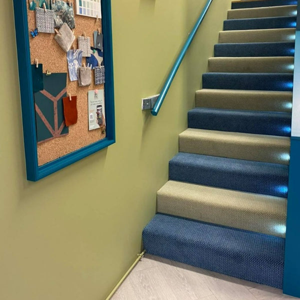 Little Greene Boxington No. 84 is a beautiful reduced lime green paint colour. Green hall stairs. Buy Little Greene Boxington 84 paint online.