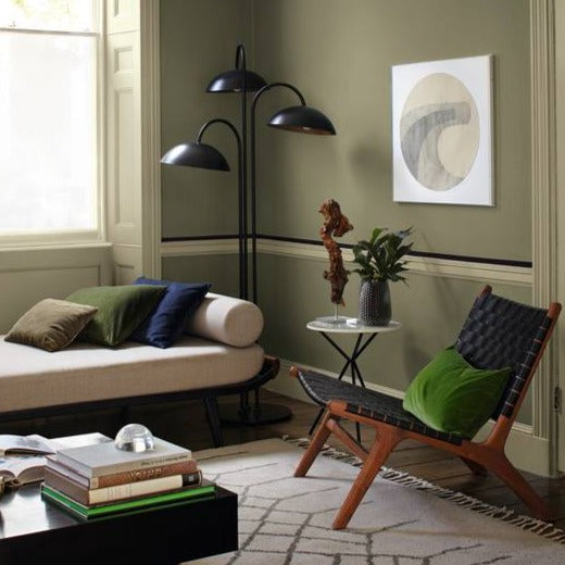 Olive Tree by Dulux Heritage. Green living room paint colour from Paint Online.