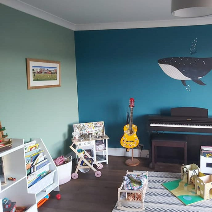 Little Greene Aquamarine Deep No. 198 green paint colour for a kids bedroom. Buy Little Greene Aquamarine Deep paint online in Ireland.